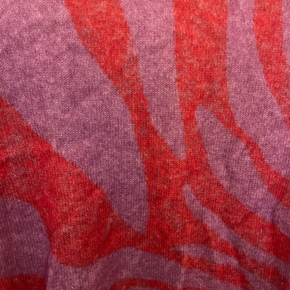 NWT Pilcro by Anthropologie 100% cashmere pink/purple zebra print sweater, 3X - Picture 6 of 12